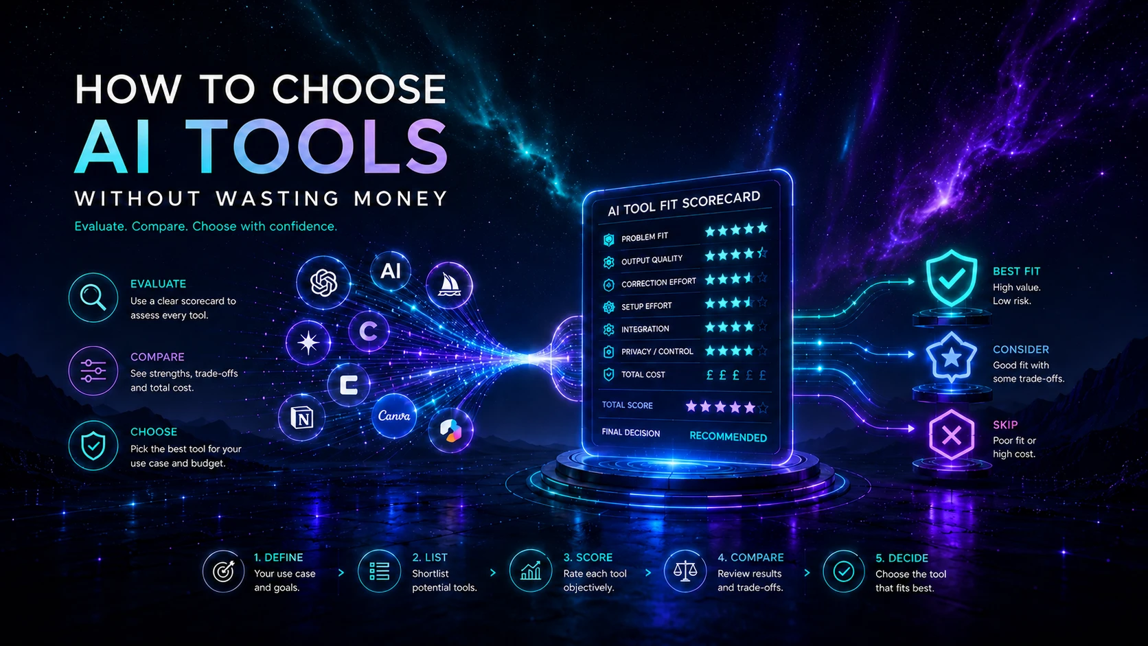 AI tools being evaluated through a structured scorecard before a final fit decision.